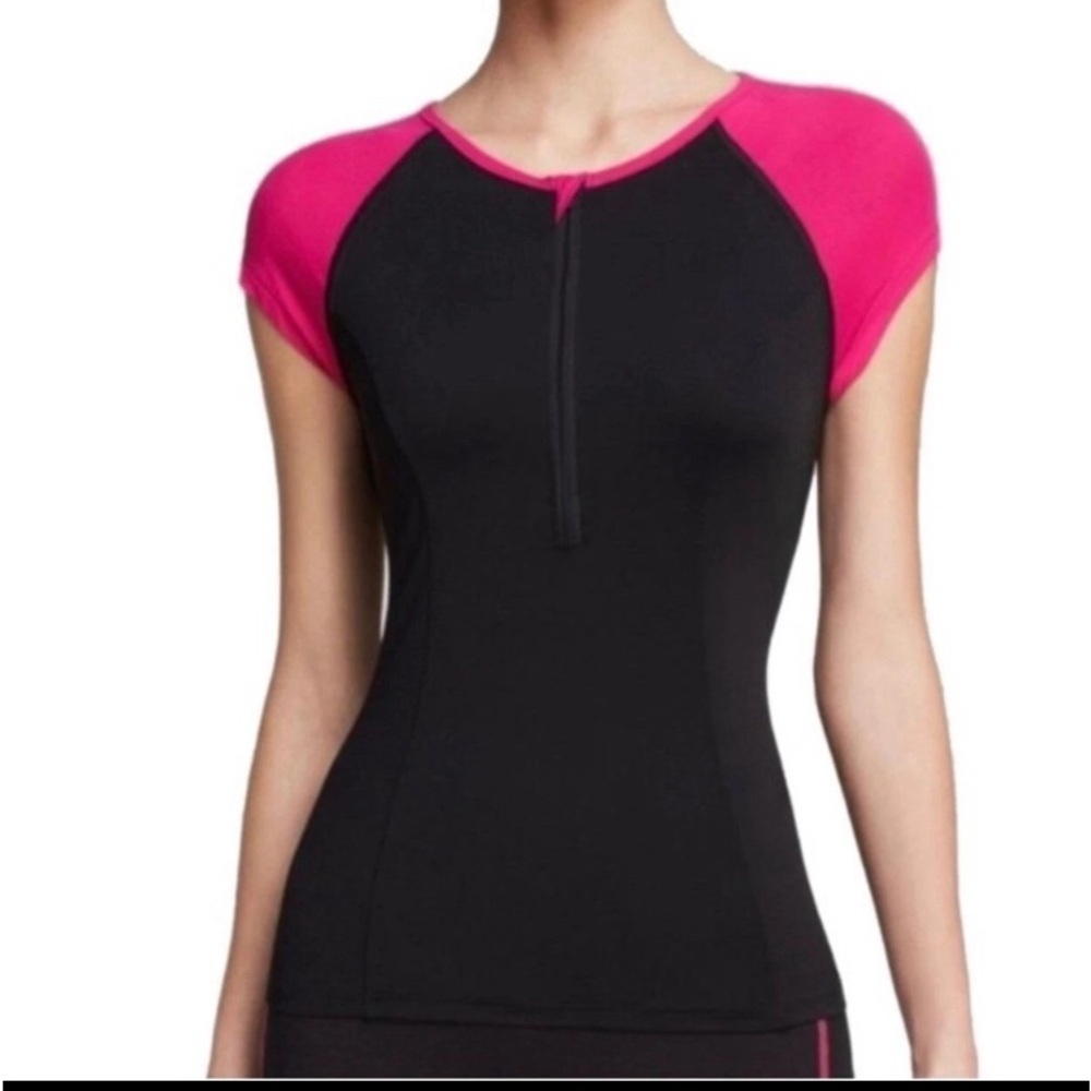 💖Spanx magenta/black workout top- XL
